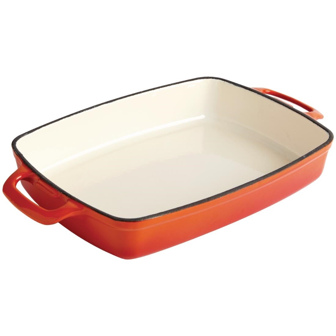 Vogue Orange Rectangular Cast Iron Dish 2.8Ltr