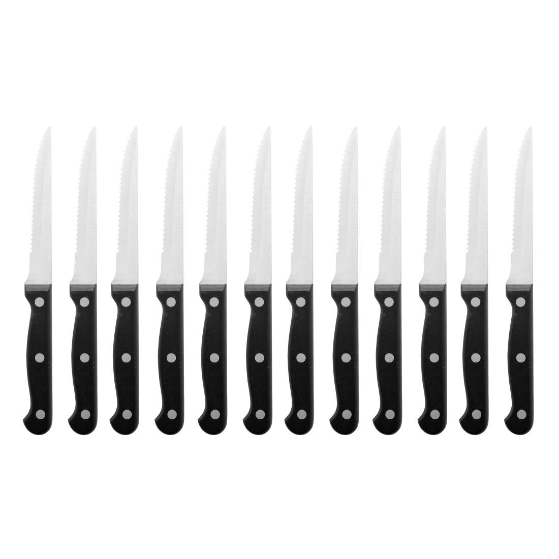 Olympia Serrated Steak Knives Black Handle 115mm