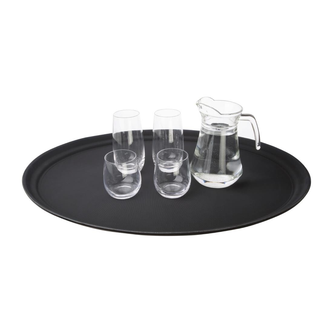Kristallon Plastic Oval Non Slip Tray Black 27 x 22 in