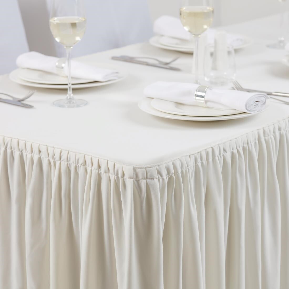 Table Top Cream Cover & Skirting - Plisse Style
