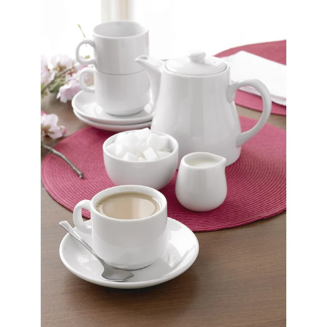 Olympia Whiteware Stacking Tea Cups 200ml 7oz