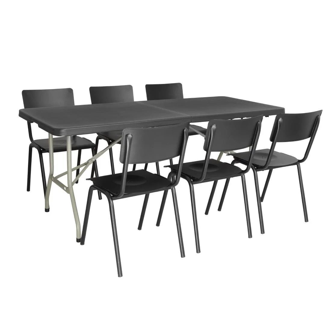 Bolero Rectangular Centre Folding Table 6ft Black - Image 2