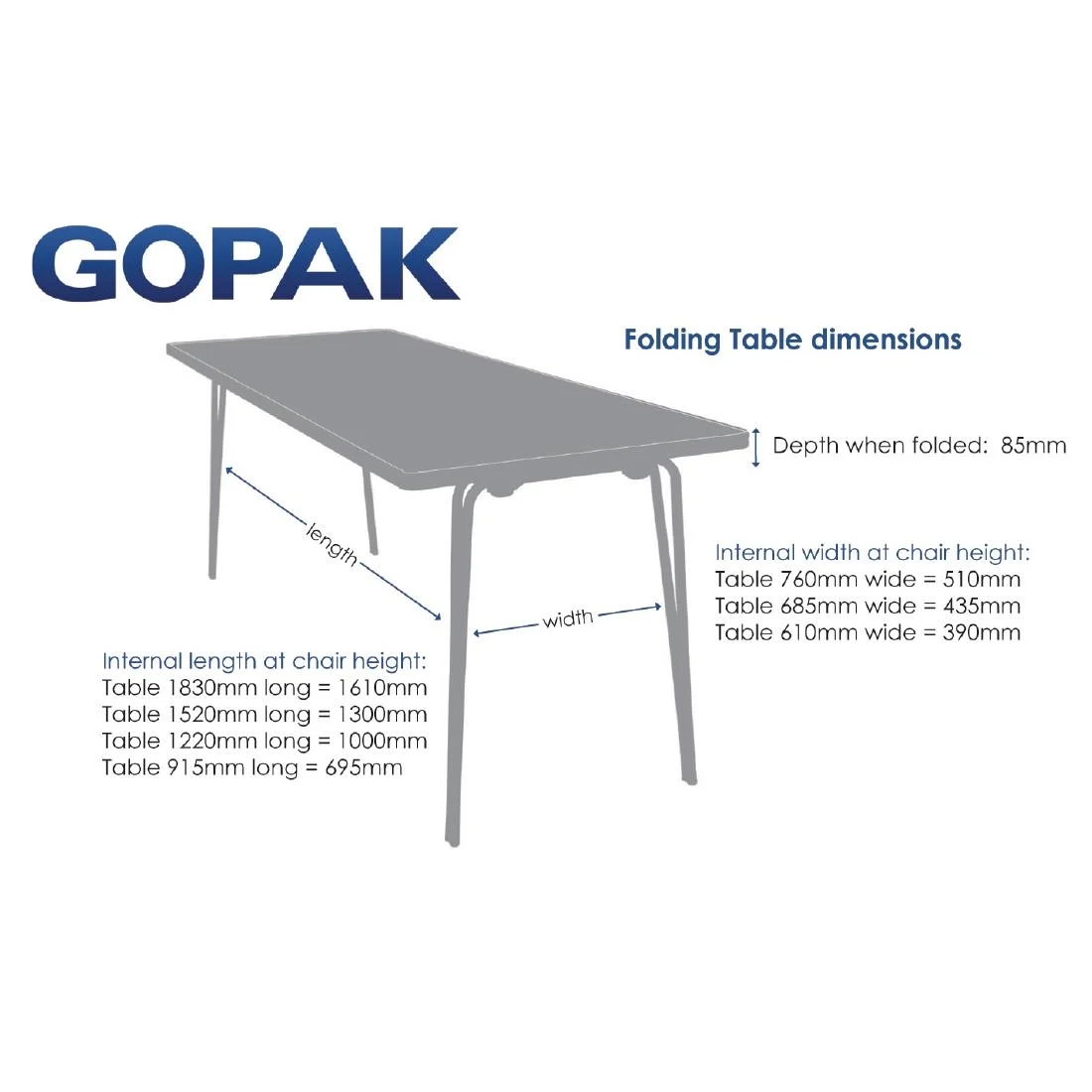 Gopak Contour Folding Table Blue 6ft