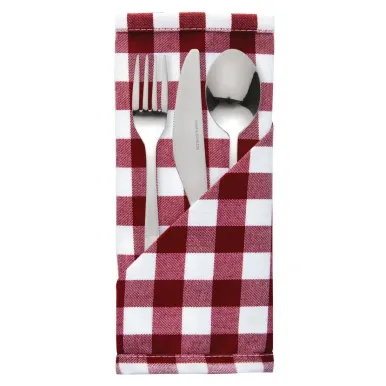 Gingham Polyester Napkins Red Check (10 Pack)