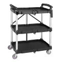 Vogue 3 Tier PP Folding Trolley Black Small - Image 1