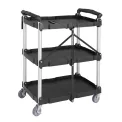 Vogue 3 Tier PP Folding Trolley Black Small - Image 2