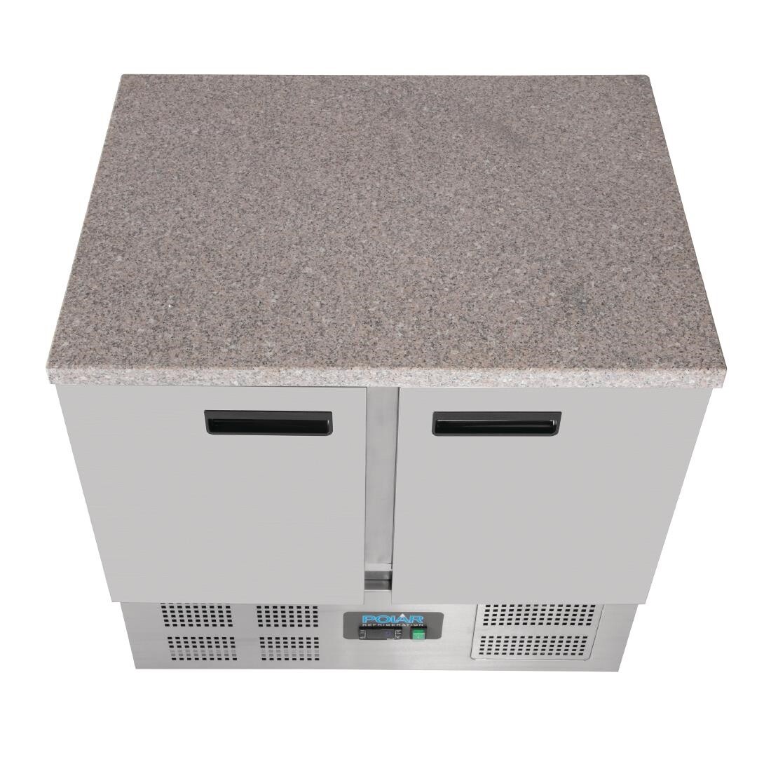 Polar Double Door Refrigerated Counter with Marble Work Top 240Ltr