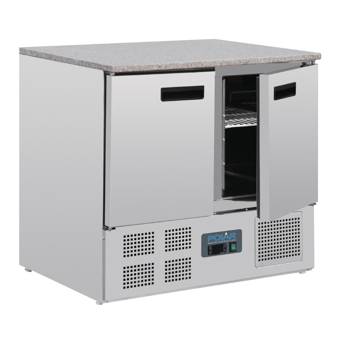Polar Double Door Refrigerated Counter with Marble Work Top 240Ltr