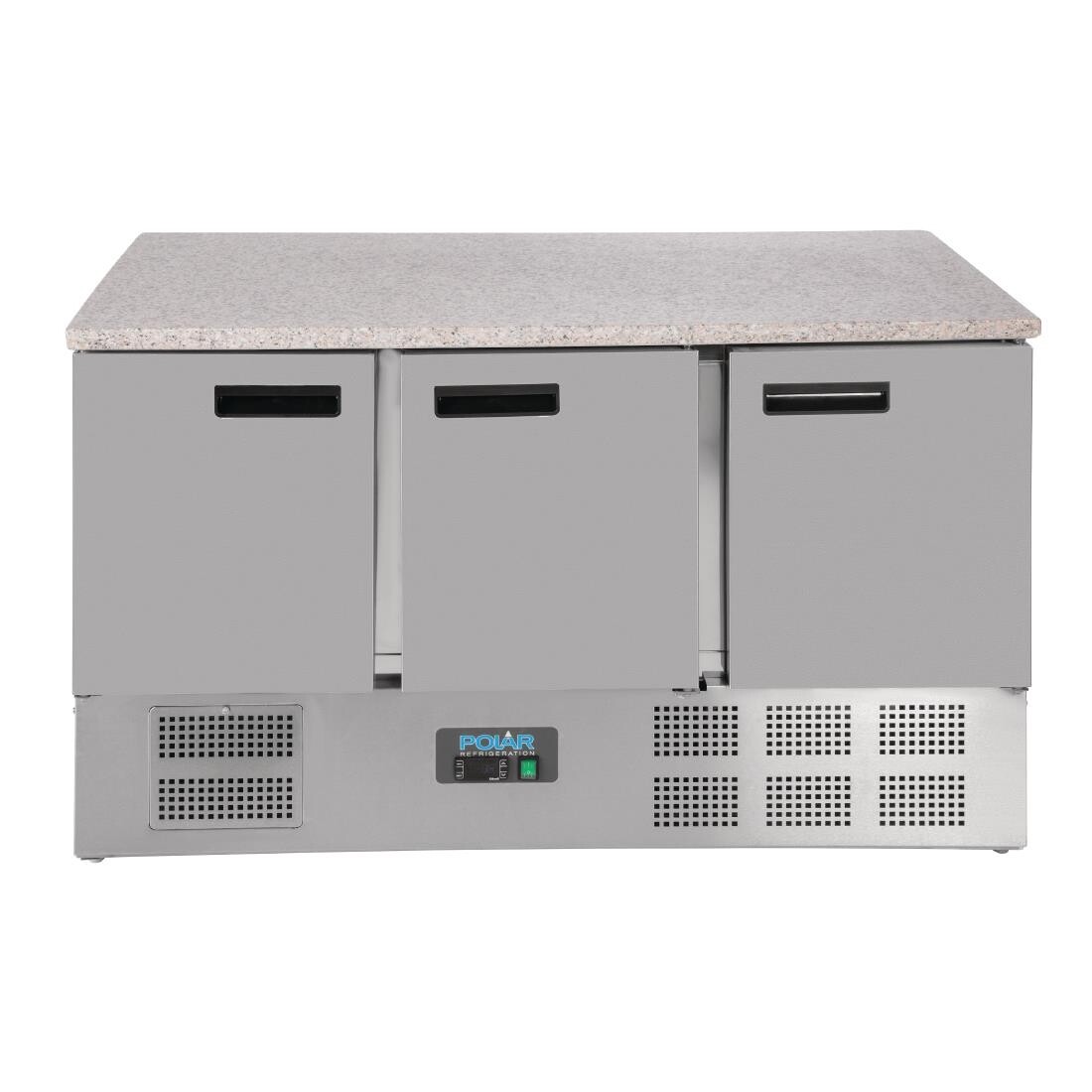 Polar 3 Door Refrigerated Counter with Marble Work Top 368Ltr