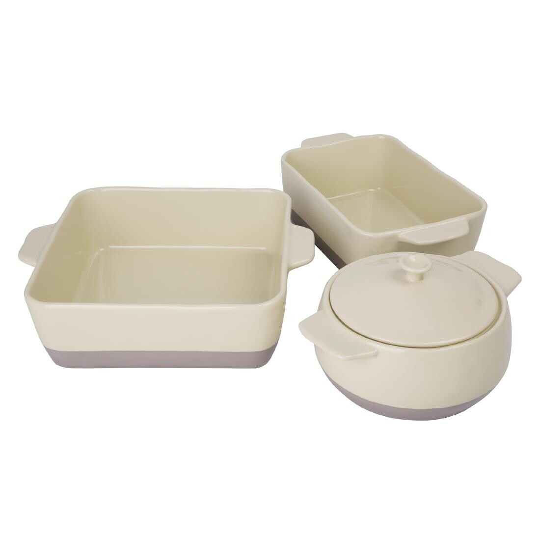 Olympia Cream And Taupe Ceramic Roasting Dish ⅓GN