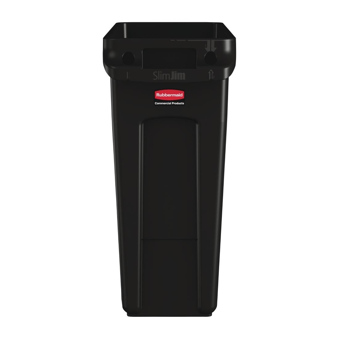 Rubbermaid Slim Jim Container with Venting Channels Black 60Ltr