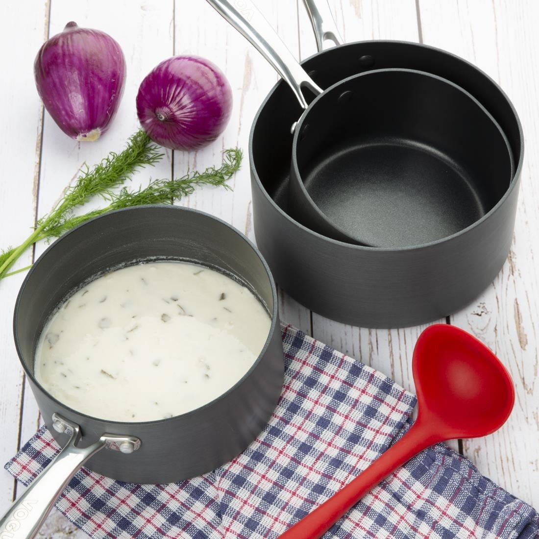 Vogue Annodised Aluminium Non Stick Sauce Pan 160mm