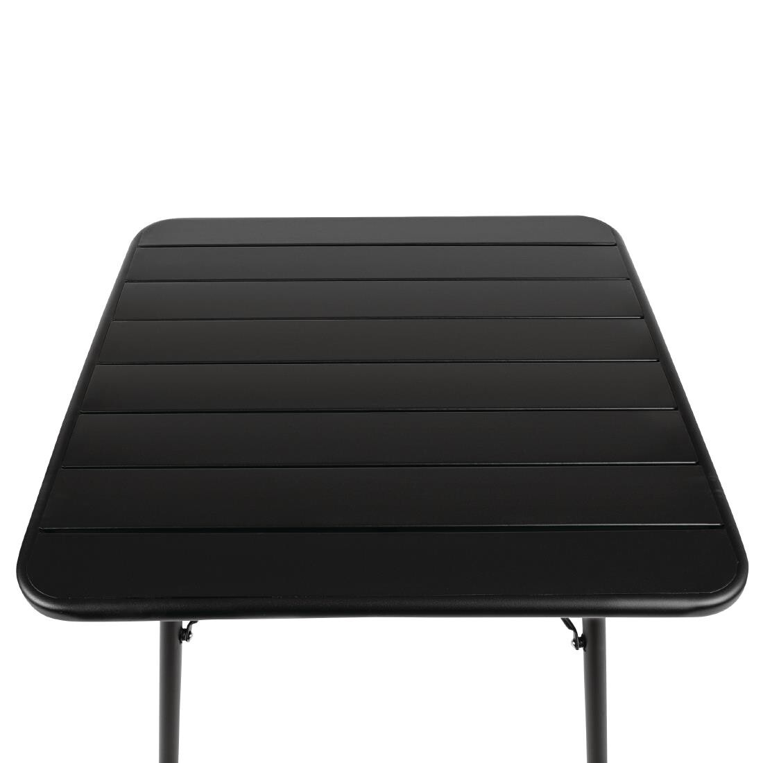 Bolero Slatted Square Steel Table Black 700mm