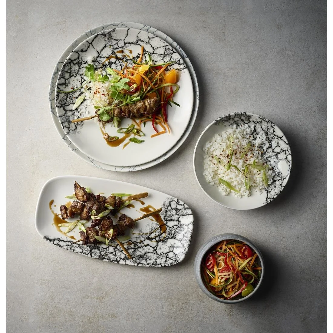 Churchill Kintsugi Accents Chefs Oblong Plates Quartz Black 298x153mm (12 Pack) - Image 2