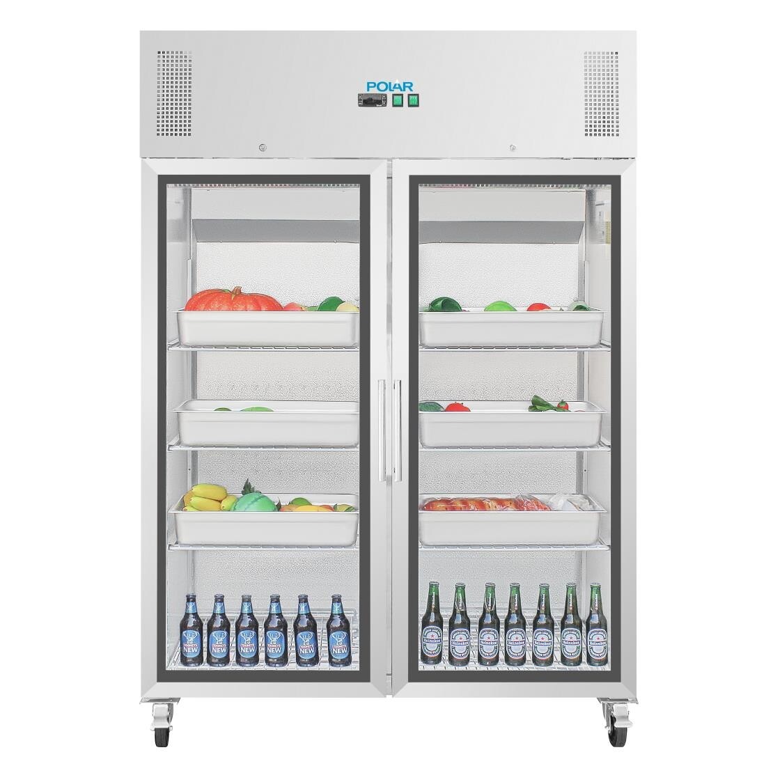 Polar Upright Double Glass Door Gastro Refrigerator 1200Ltr