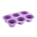 Hygiplas Flexible Silicone Six Hole Purple Muffin Pan - Image 1
