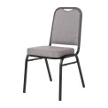 Bolero Steel Banqueting Chair Square Back with Grey Plain Cloth Pack 4