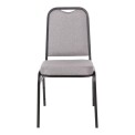 Bolero Steel Banqueting Chair Square Back with Grey Plain Cloth Pack 4