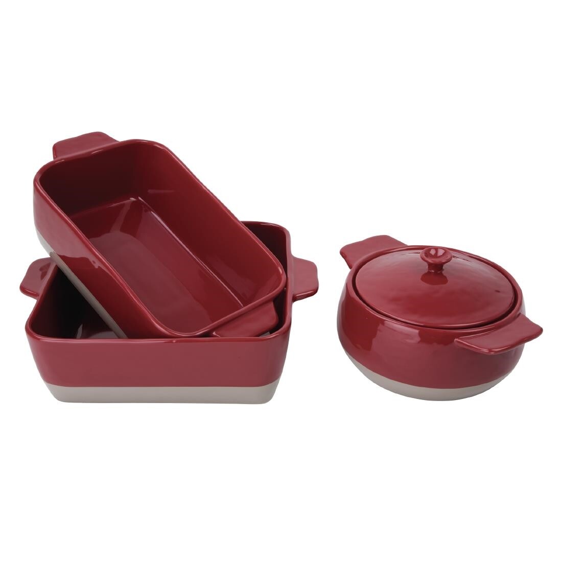 Olympia Red And Taupe Ceramic Roasting Dish ⅓GN