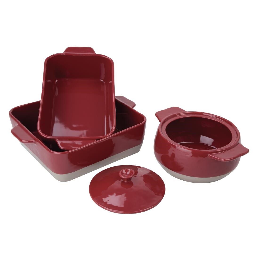 Olympia Red And Taupe Ceramic Roasting Dish ⅓GN