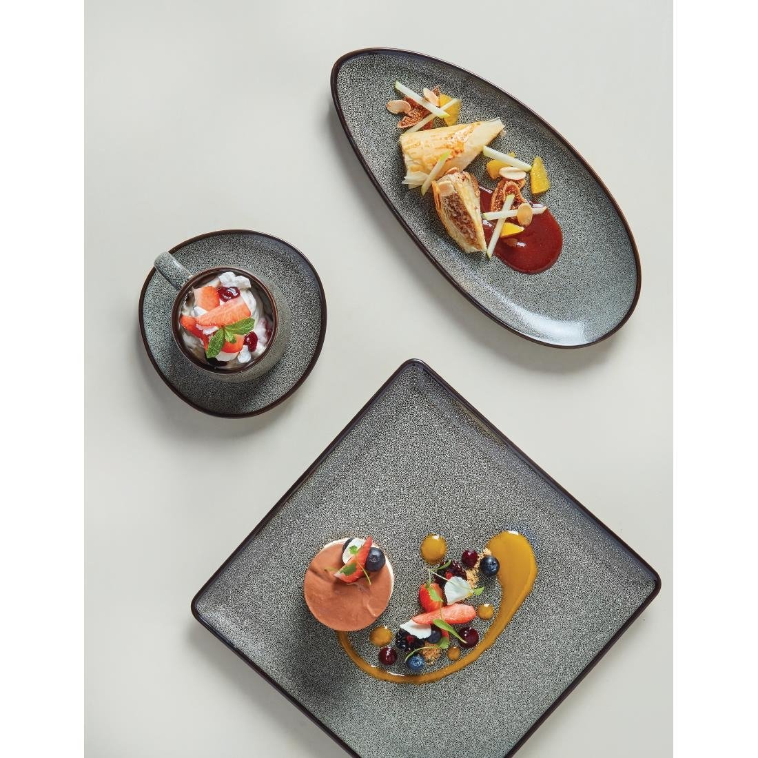 Olympia Mineral Triangular Cappuccino Saucer Grey Stone 150mm