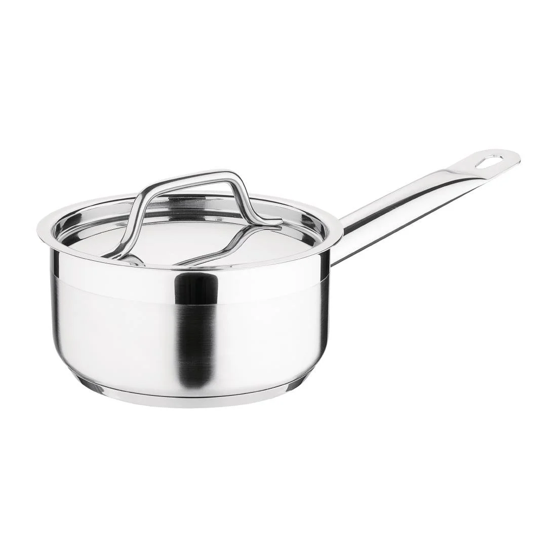 Nisbets Essentials Stainless Steel Saucepan with Lid 14cm - Image 1