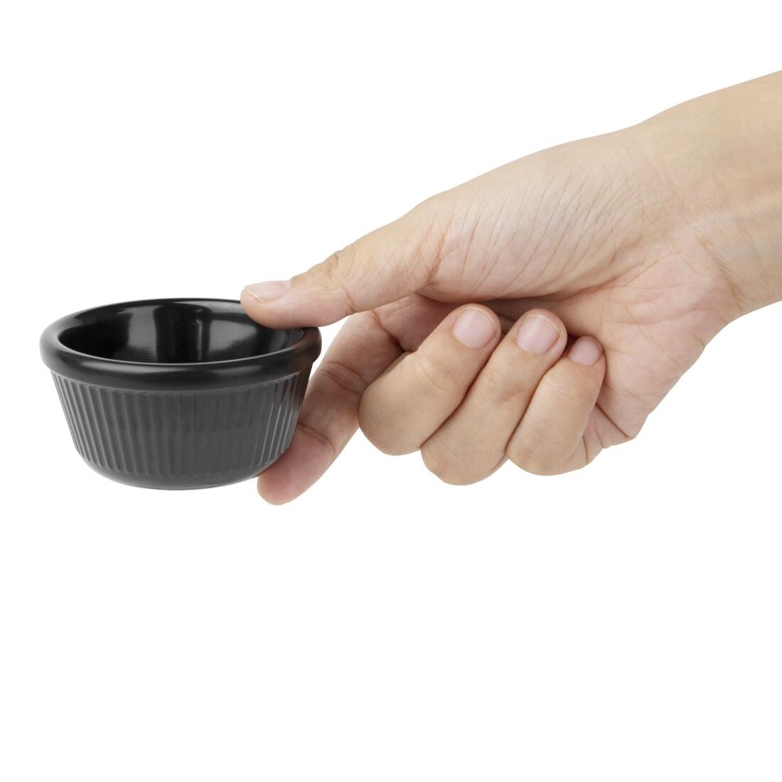 Kristallon Melamine Fluted Ramekins Black 70mm