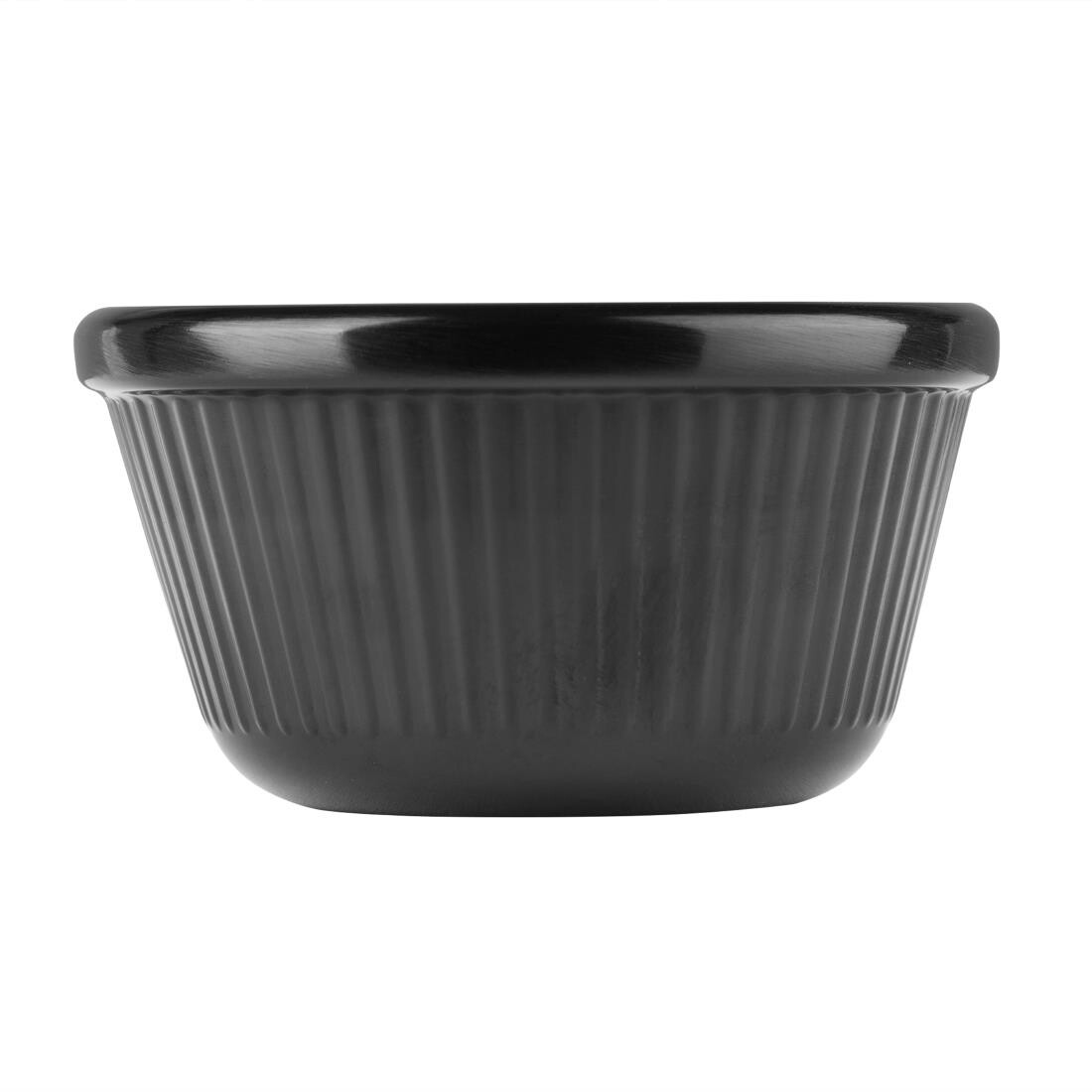 Kristallon Melamine Fluted Ramekins Black 76mm