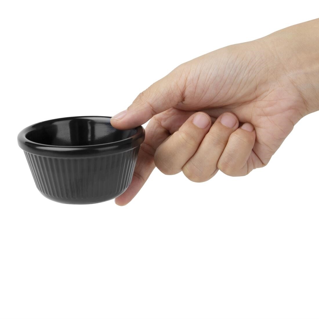 Kristallon Melamine Fluted Ramekins Black 76mm