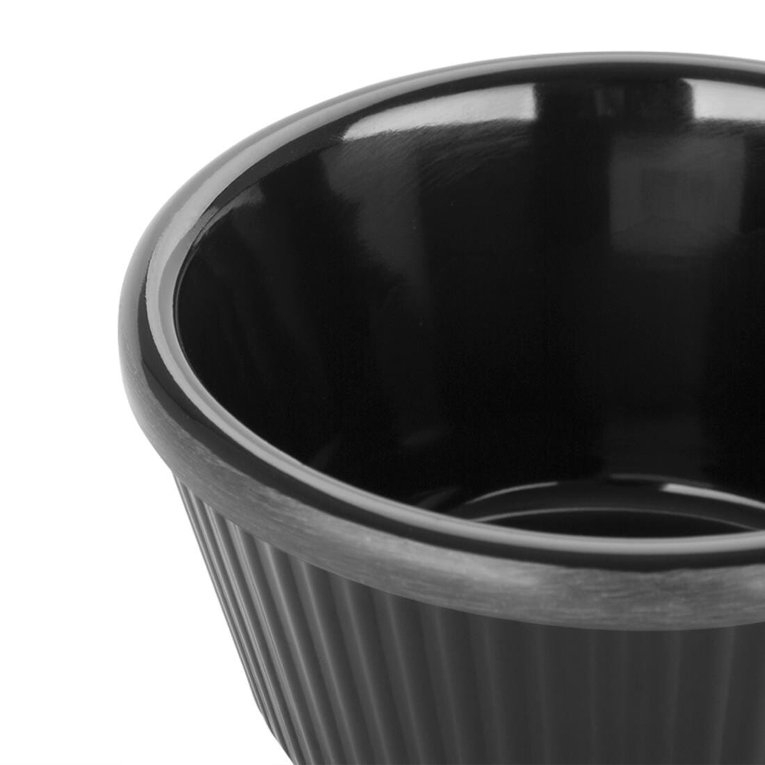 Kristallon Melamine Fluted Ramekins Black 89mm