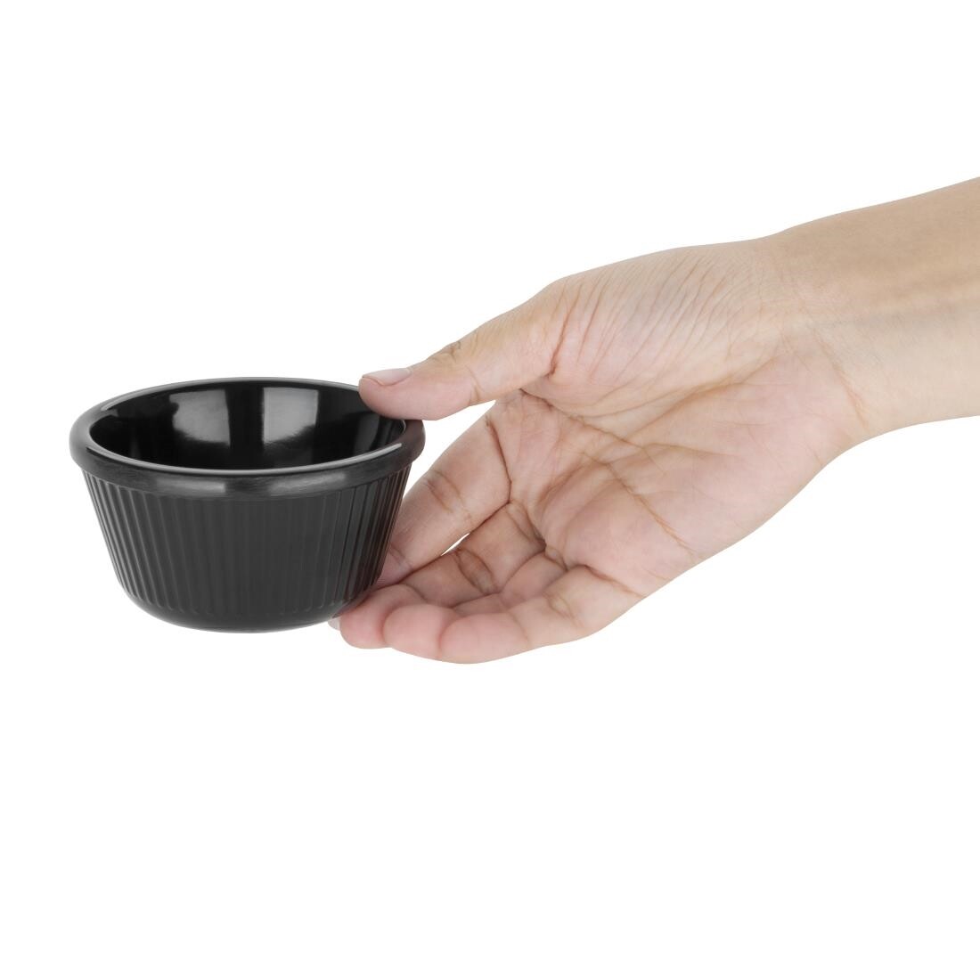 Kristallon Melamine Fluted Ramekins Black 89mm