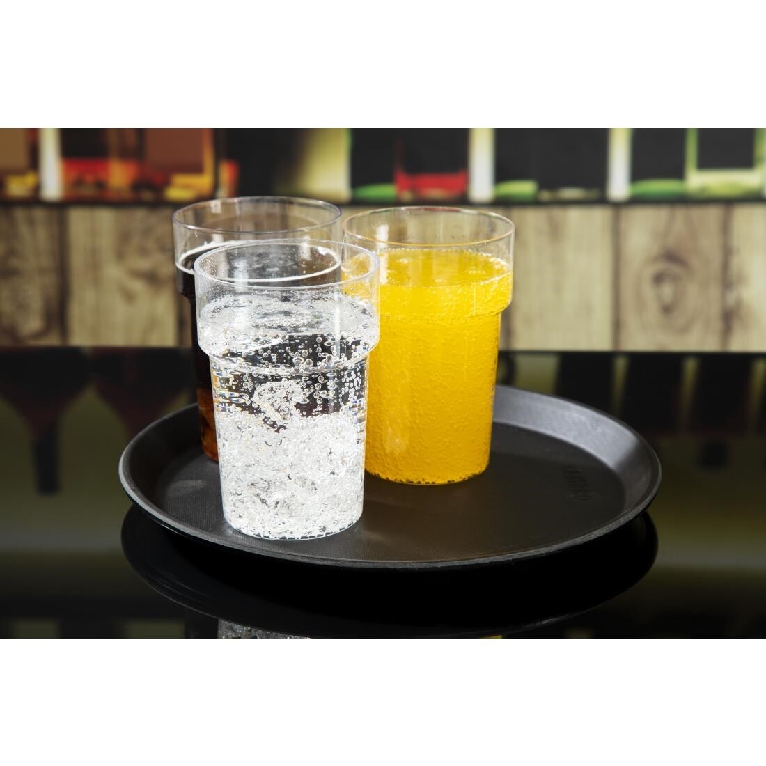 Cambro Fibreglass Round Non-Skid Tray Black 11in