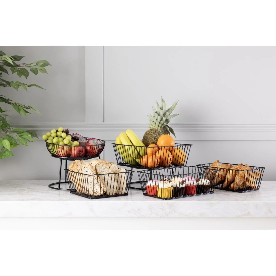 Olympia Wire Food Display Tray Rectangular Black 330x190x100mm - Image 2