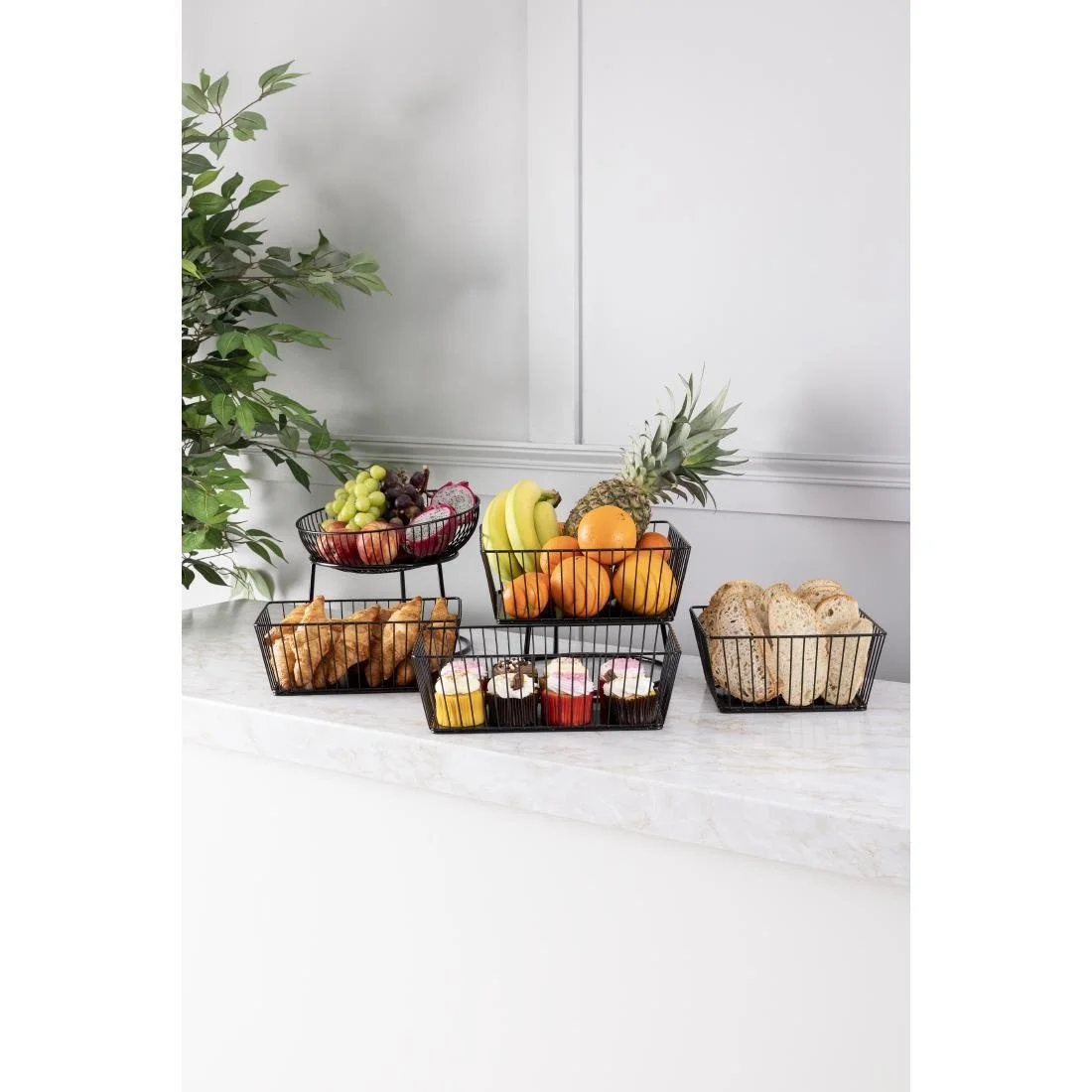 Olympia Wire Food Display Tray Rectangular Black 330x190x100mm - Image 3