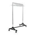 Black and Chrome Garment Rail with 25 Captive Steel Hangers - Image 1
