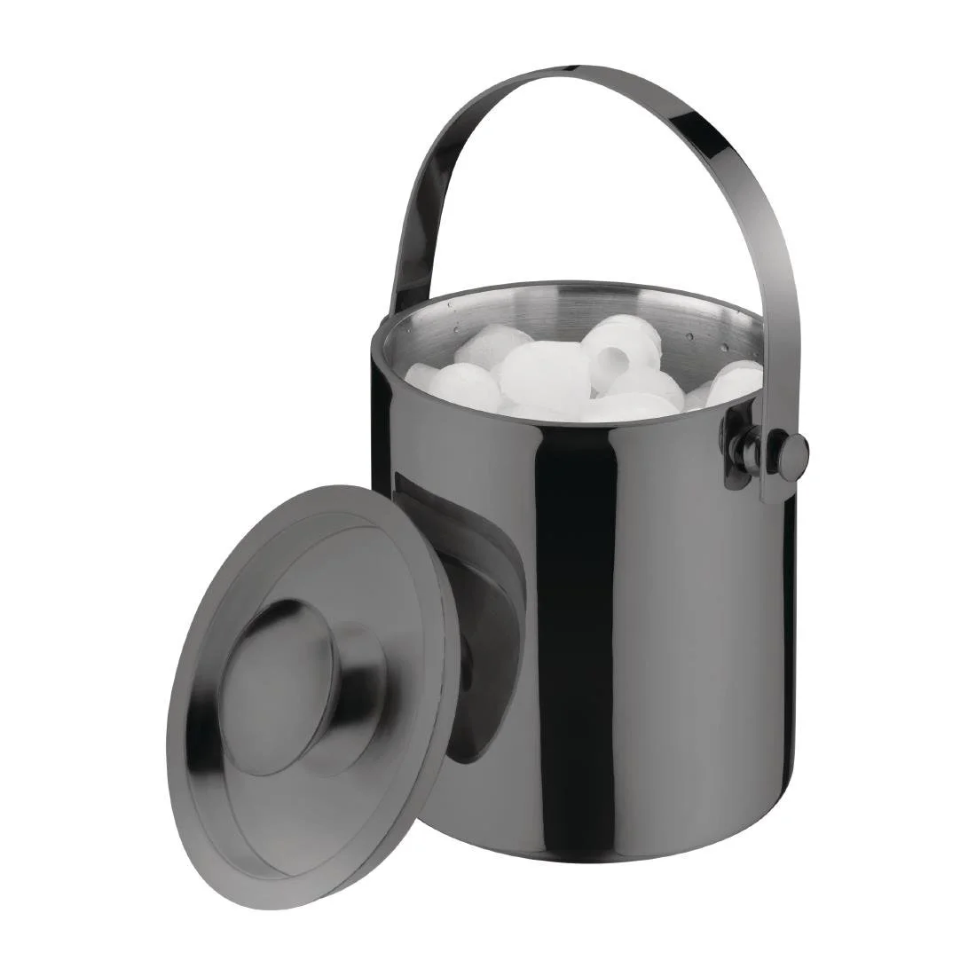 Olympia Double Walled Ice Bucket with Lid 1Ltr Gunmetal - Image 2
