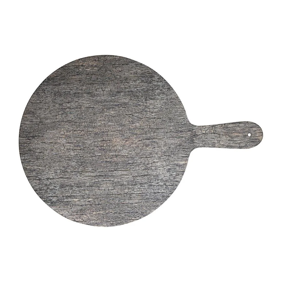 Churchill Alchemy Buffet Handled Melamine Round Paddle Boards Distressed Wood 450mm (4 Pack) - Image 1