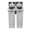Rubbermaid Slim Jim Two Stream Recycling Station 2x 87Ltr - Image 1