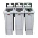 Rubbermaid Slim Jim Three Stream Recycling Station 3x 87Ltr - Image 1