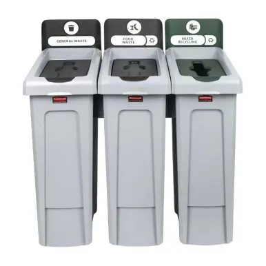 Rubbermaid Slim Jim Three Stream Recycling Station 3x 87Ltr