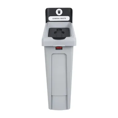 Rubbermaid Slim Jim General Waste Recycling Station Black 87Ltr