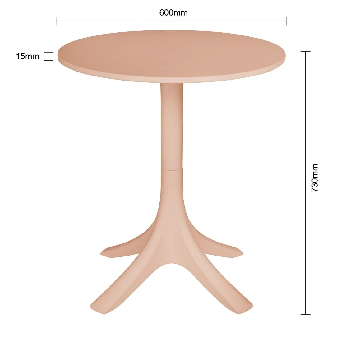 Bolero Mila 600mm Round Café Table - Nude Pink - Image 3