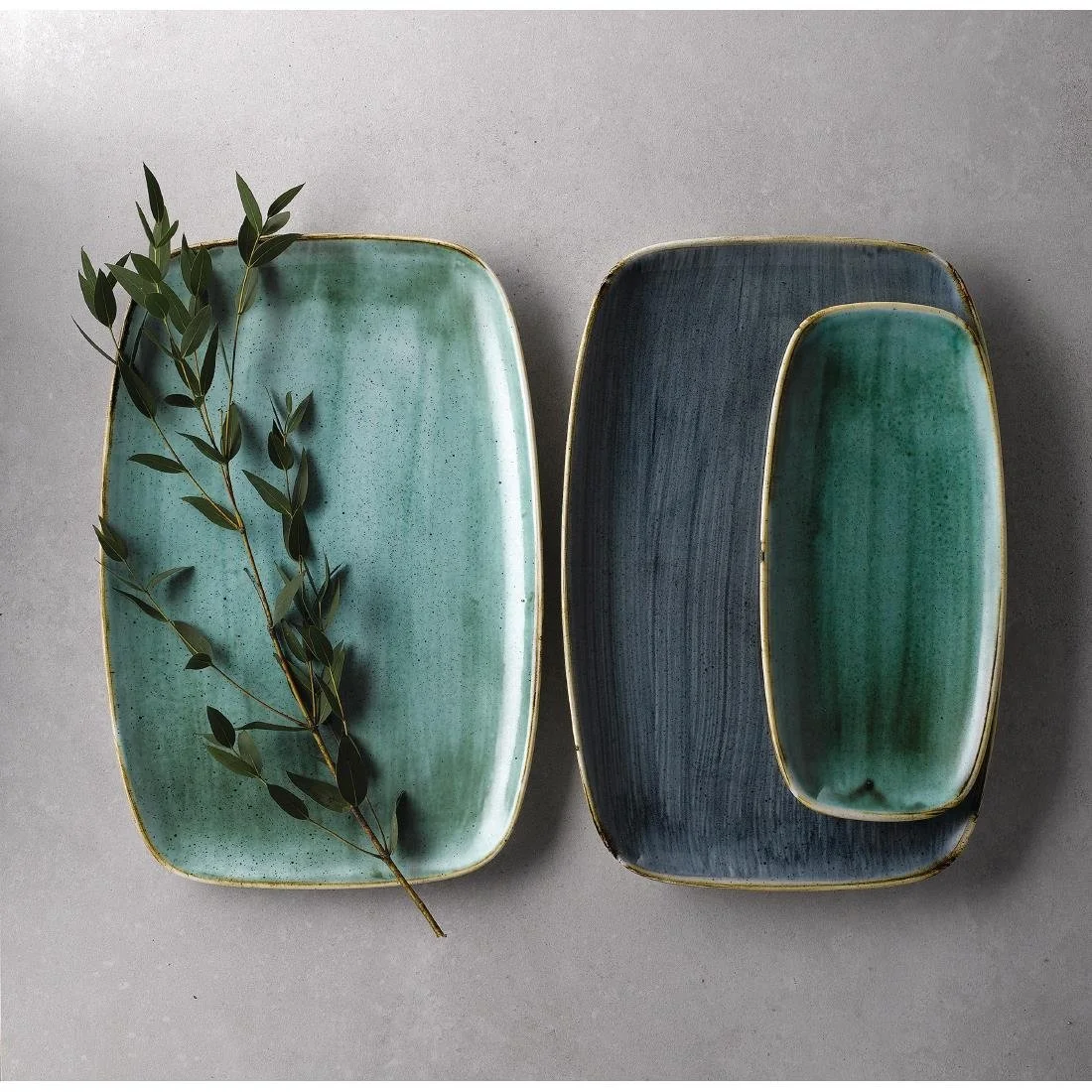 Churchill Stonecast No. 4 Oblong Chefs Plates Samphire Green 269 x 127mm (12 Pack) - Image 2