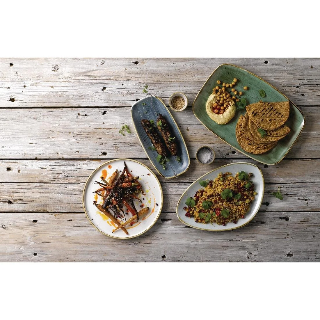 Churchill Stonecast Triangular Chefs Plates Duck Egg 304 x 205mm (6 Pack) - Image 2