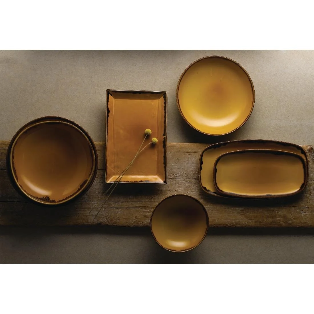 Dudson Harvest Chefs' Oblong Plates Mustard 298x153mm (12 Pack) - Image 4