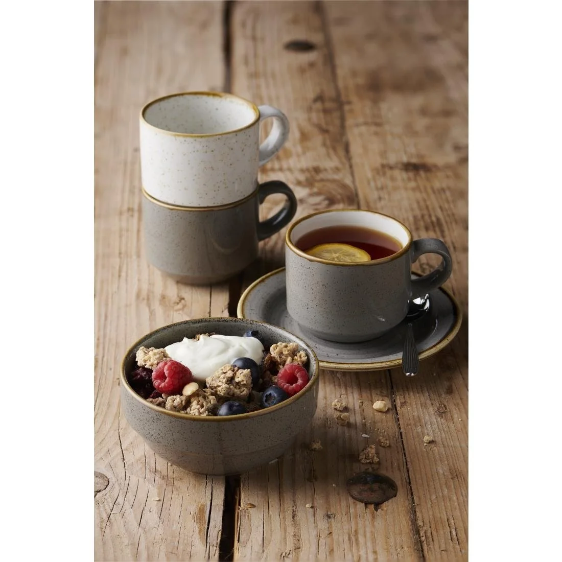 Churchill Stonecast Profile Stacking Cups Grey 227ml (12 Pack) - Image 3