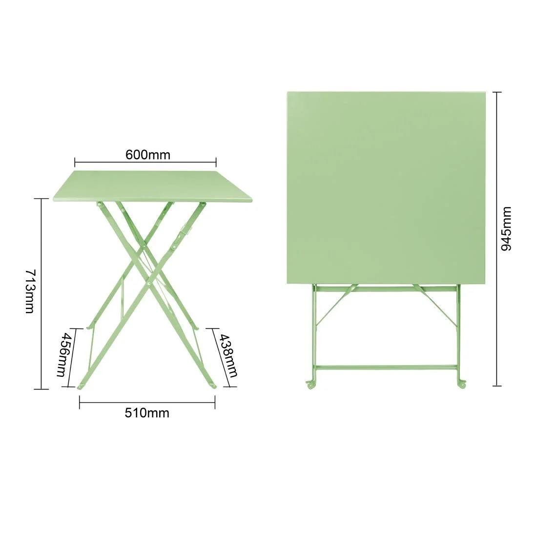 Bolero Perth Light Green Pavement Style Steel Table Square 600mm - Image 9