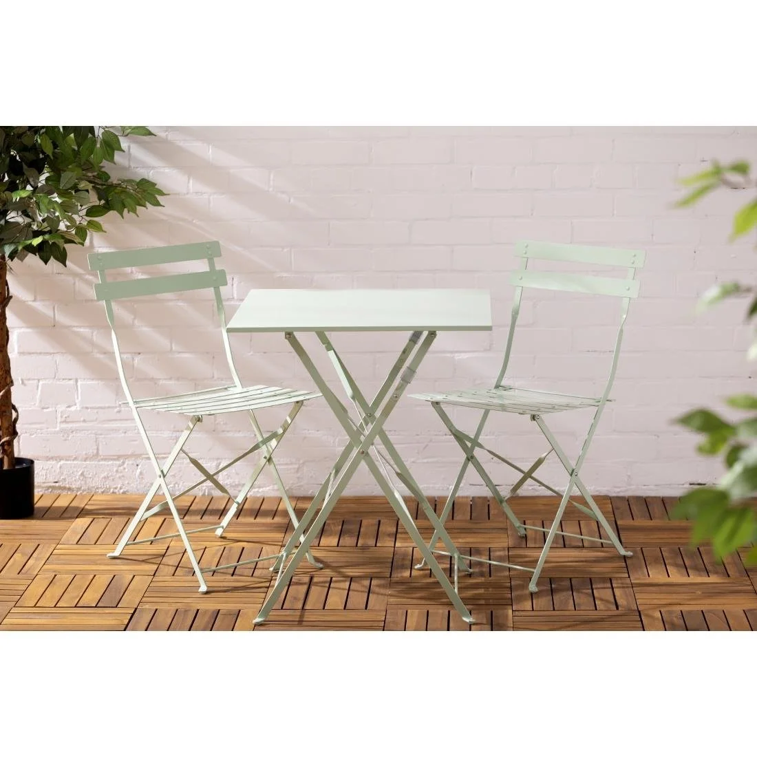 Bolero Perth Light Green Pavement Style Steel Table Square 600mm - Image 6