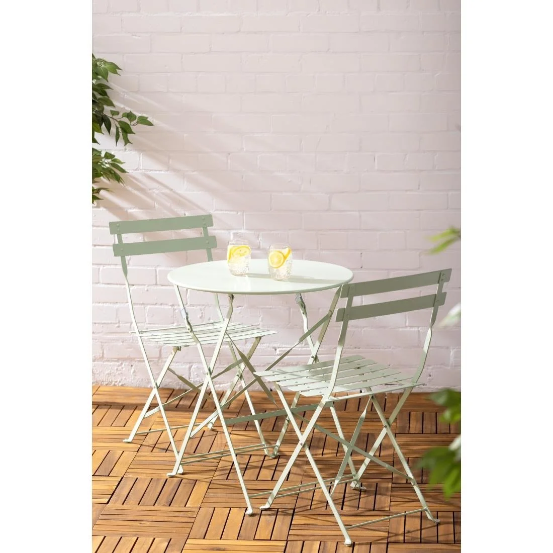 Bolero Perth Light Green Pavement Style Steel Table Round 600mm - Image 6