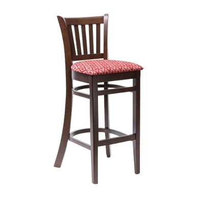 Manhattan Dark Walnut Bar Chair with Red Diamond Padded Seat